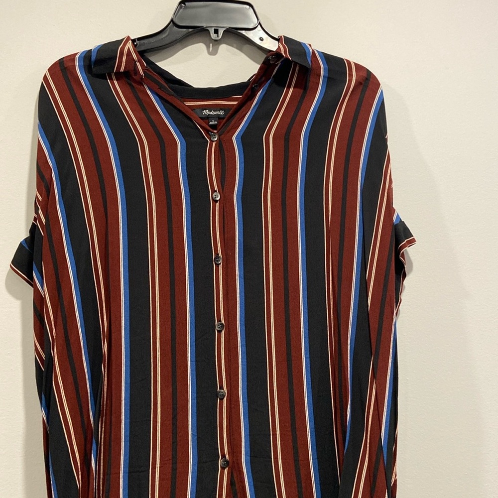 Madewell button down short sleeve striped shirt